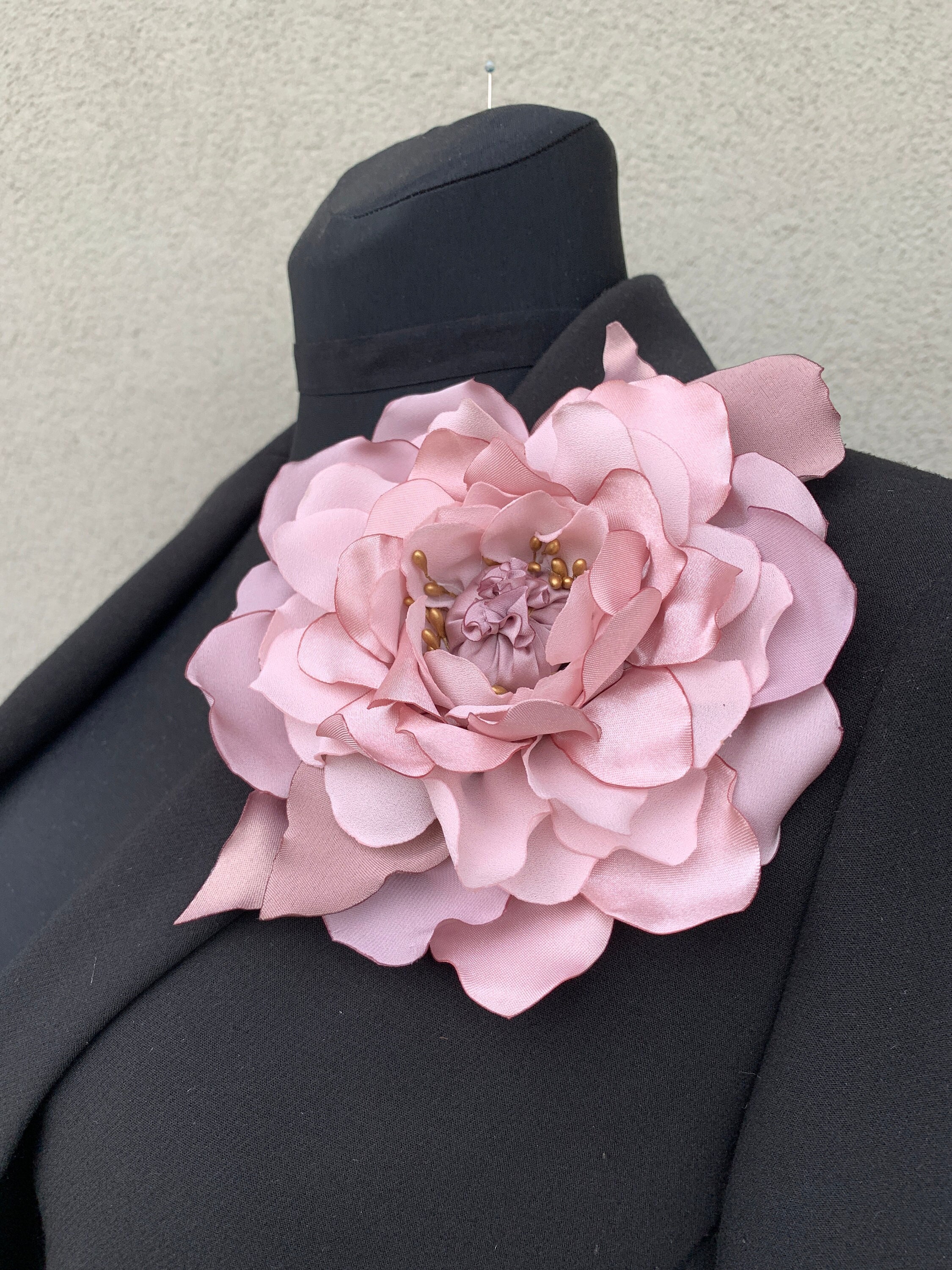 Dusty Pink Extra Large Flower Brooch Oversized Shoulder Corsage Pin Etsy