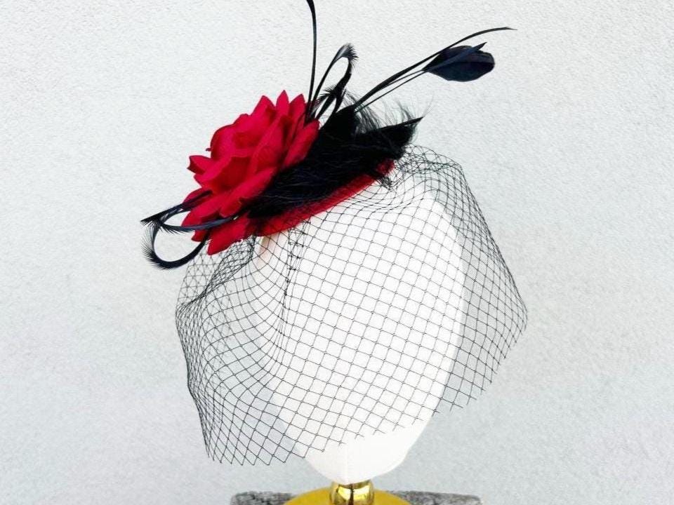 Red Roses Fascinator Headband Kentucky Derby Hat Wedding  display picture 1