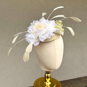 White Empress Peony Feather Fascinator This item is unavailable - Etsy main image 4