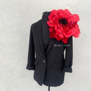 Très grande broche fleur de pavot Broche florale rouge surdimensionnée image 9