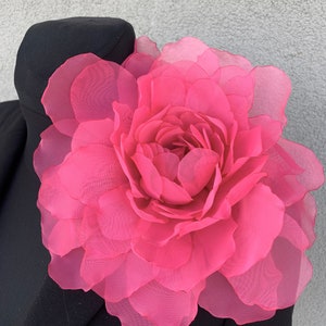 Pink oversized flower brooch Extra large floral pin fuchsia image 10