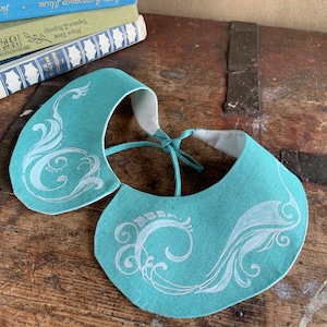 Peter Pan collar Mint linen fake collar Hand painted detachable collar