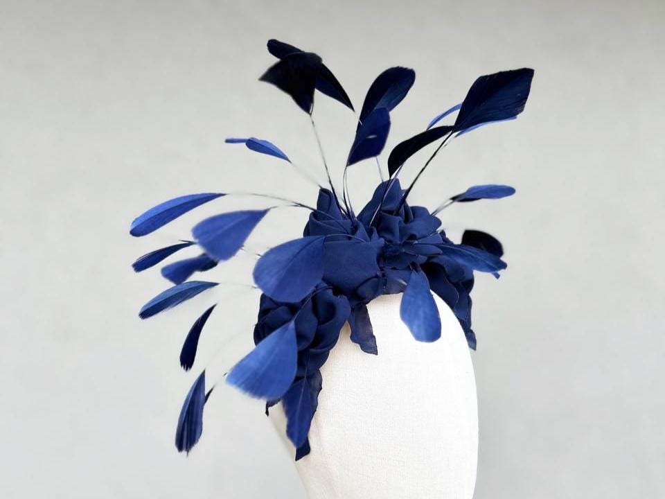 Navy Blue Fascinator Headband Flower Kentucky Derby Hat  display picture 1