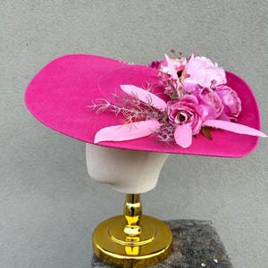Hot pink floral fascinator hat Royal Ascot headpiece Fuchsia wedding hatinator