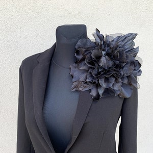 Large flower brooch black Oversized pin