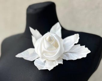 Oversized silk rose brooch, extra-large corsage pin