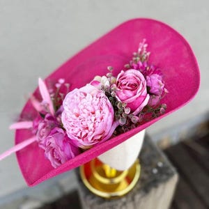 Fuchsia floral fascinator hat Royal Ascot headpiece Hot pink wedding hatinator