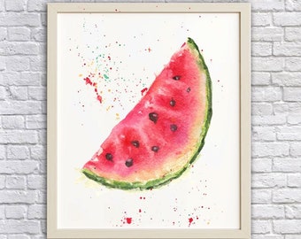 Ukrainian Digital Watercolor Watermelon PNG Printable Watermelon Fruit Illustration Summer Clipart Wall Art Instant Download