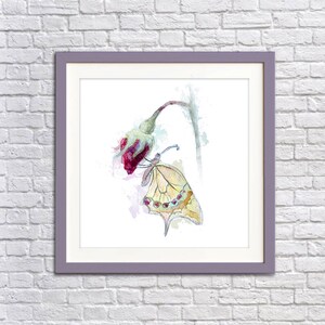 Aquarelle jaune papillon PNG Wall Decor imprimable ukrainien numérique Wall Decor imprimable Rose et papillon Clipart PDF téléchargement immédiat