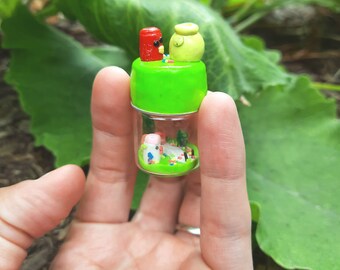 TamaTown Inspired Bottle/ Tamagotchi in a Bottle