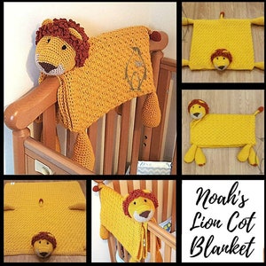 LION COT BLANKET pattern, digital download pdf for lion cot blanket, crochet baby blanket, crochet lion blanket, animal blanket,