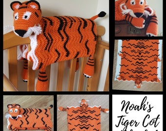 MOTIF de couverture de lit de bébé tigre au crochet, couverture animal Amigurumi (téléchargement numérique)