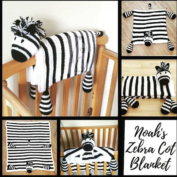 ZEBRA COT BLANKET pattern, zebra cot blanket digital download pdf for a crochet baby blanket, crochet zebra blanket, animal blanket,