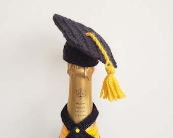Patrón de adorno para botella de graduación a crochet con poema (Descarga digital)