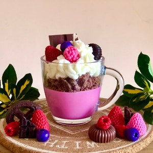 Strawberry Sundae candle, strawberry desert candle, Birthday cake candle, unique birthday gift, soy wax hand made food candles, mothers day
