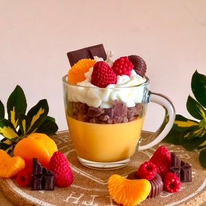 Bougie orange sundae, bougie orange du désert, bougie pour gâteau d&#39;anniversaire, cadeau d&#39;anniversaire unique, bougies alimentaires faites main en cire de soja, cadeau de fête des mères