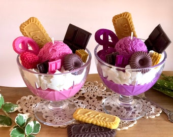 Vela de pastel de cumpleaños con helado, regalo de cumpleaños único, velas de comida hechas a mano con cera de soja, regalo de aniversario