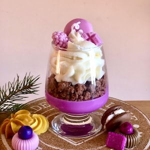 Bougie sundae du désert, bougie de crème glacée aux myrtilles, bougie de gâteau d&#39;anniversaire, cadeau d&#39;anniversaire unique, bougies alimentaires en cire de soja, cadeau de fête des mères
