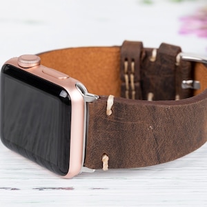 Designer Brown Leather Apple Watch Band: Handmade iWatch Strap