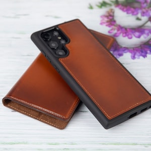 Étui en cuir Samsung Galaxy S22 Series avec coque arrière, étui portefeuille personnalisé Samsung Galaxy S22 Ultra, étui à rabat personnalisé Samsung S22 Plus