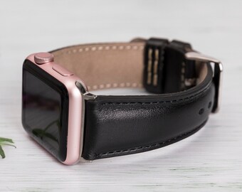 Correa de cuero negra para Apple Watch: Series 11-1 y Ultra 3-1
