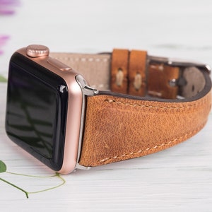 Brown Leather Apple Watch Band, iWatch Strap 40mm 41mm 42mm 44mm 45mm 46mm 49mm, Women Slim Band for iWatch Series 10 9 8 7 6 5 4 Ultra 2