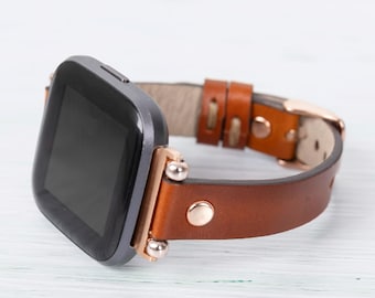 Slim Leather Fitbit Band: Beaded Personalized Strap