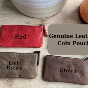 Monedero de cuero para tarjetas de crédito y monedas, minibolso con cremallera hecho a mano, billetera unisex, bolso pequeño de cuero genuino con cremallera, minitarjetero de viaje