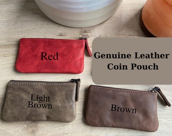 Handgefertigte Leder Geldbörse: Kartenhalter mit Reißverschluss, Unisex Mini Geldbörse