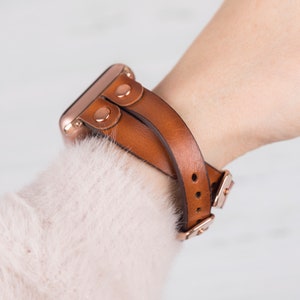 Leather Double Cross Apple Watch Band: Beady Women&#39;s iWatch Strap
