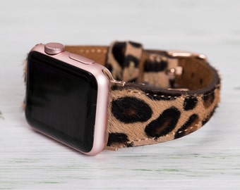 Leopard Leather Apple Watch Band Women 40mm 41mm 42mm 44mm 45mm 46mm 49mm iWatch Strap Series 10 9 8 7 6 5 4 Ultra 2, Birthday Gift woman