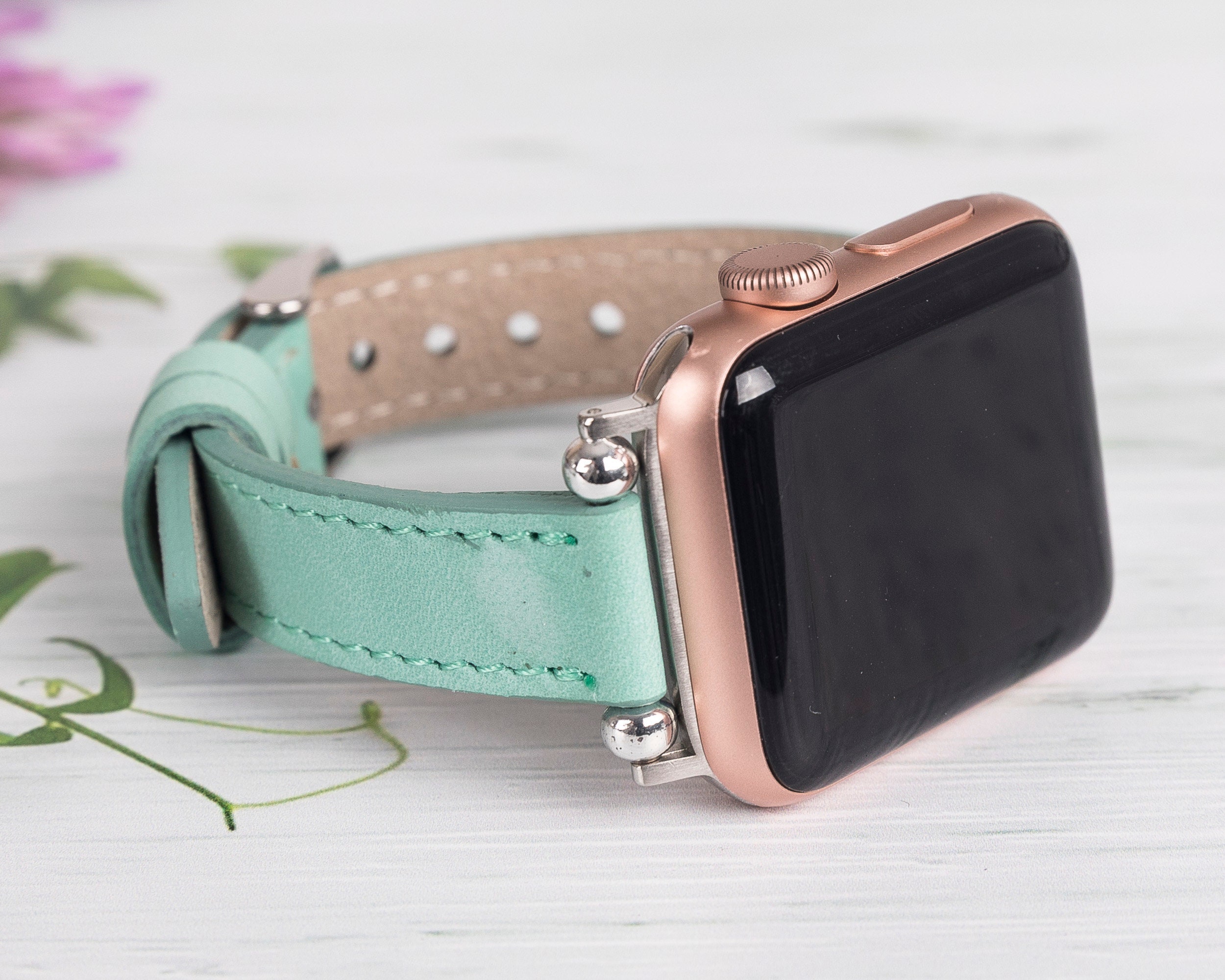 Apple Watch Leather Strap 38mm 40mm 42mm 44mm Grey Slim Band Etsy UK