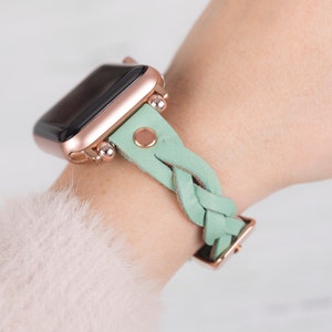 Braided Leather Apple Watch Band: Slim Beaded iWatch Strap