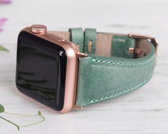 Correa de cuero para Apple Watch para mujer, 40 mm, 41 mm, 42 mm, 44 mm, 45 mm, 46 mm y 49 mm, diseño delgado, serie iWatch 11-1