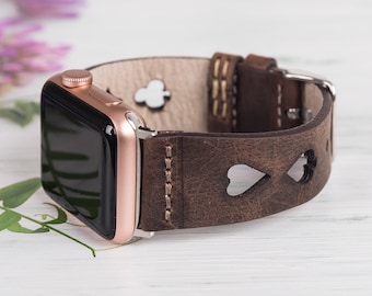 Black Hearts | Vegan Leather Apple Watch Band 38 40 42 44  display picture 1