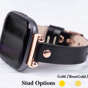 Fitbit Versa 4 3 2 Leather Watch Band, Leather Fitbit Sense Watch Strap for Women, Leopard Design Fitbit Versa Strap, Slim Beaded Women Band