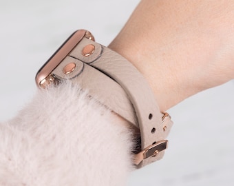 Mink Leather Double Cross Apple Watch Band 40mm 41mm 42mm 44mm 45mm 46mm 49mm Women, iWatch Strap Series 10 9 8 7 6 5 4 Ultra 2, Women Band