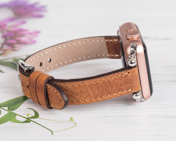 Slim Leather Apple Watch Band: Handmade iWatch Strap