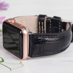 Leather Apple Watch Band for Men, 40mm 41mm 42mm 44mm 45mm 46mm 49mm iWatch Strap Watch Series 10 9 8 7 6 5 4 Ultra 2, Birthday Gift Him