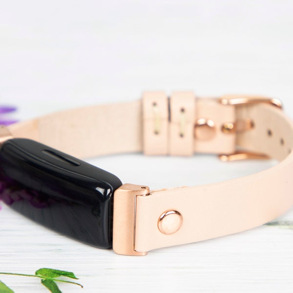 Bracelet de montre en cuir Fitbit inspire 2, bracelet de montre pour femme, bracelet de montre Fitbit Inspire 1 HR, bracelet Fitbit à clous dorés, cadeau d'anniversaire pour femme