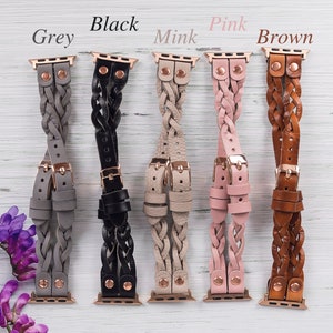 Braided Double Cross Leather Apple Watch Band Women, 40mm 41mm 42mm 44mm 45mm 46mm 49mm iWatch Strap Apple Series 10 9 8 7 6 5 4 Ultra 2