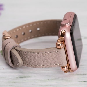 Handmade Leather Apple Watch Strap 38mm 40mm 41mm 42mm 44mm 45mm 49mm, Mink Slim Band for Apple iWatch Series 9 8 7 6 5 4 3 2 1 SE Ultra