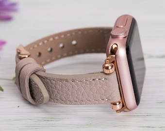 Handmade Leather Apple Watch Strap 40mm 41mm 42mm 44mm 45mm 46mm 49mm, Mink Slim Band for Apple iWatch Series 10 9 8 7 6 5 4 SE Ultra 2