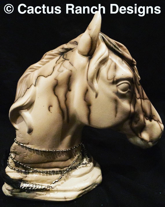 Horse Hair Ceramic Pottery Bust Statue