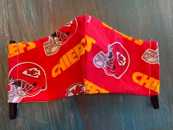 READY TO SHIP! Men’s Kansas City Chiefs Face Mask double layer cotton with pocket for filter and nose wire