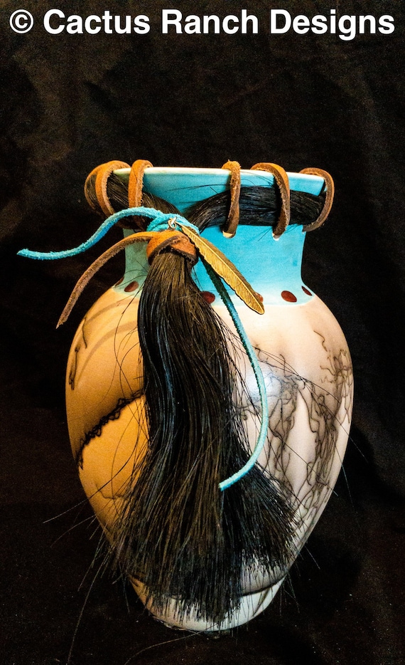 Custom Horse Hair Pottery 9" Vase FREE SHIPPING!