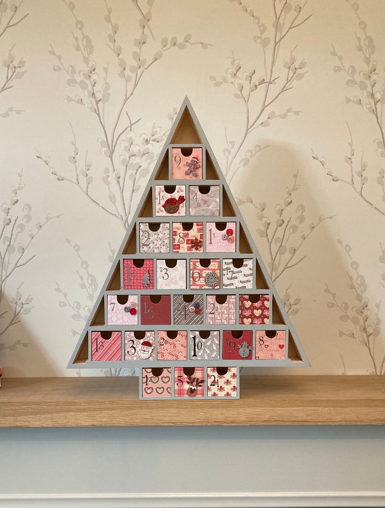 Wooden Christmas Tree Advent Calendar Handmade Bespoke Etsy UK