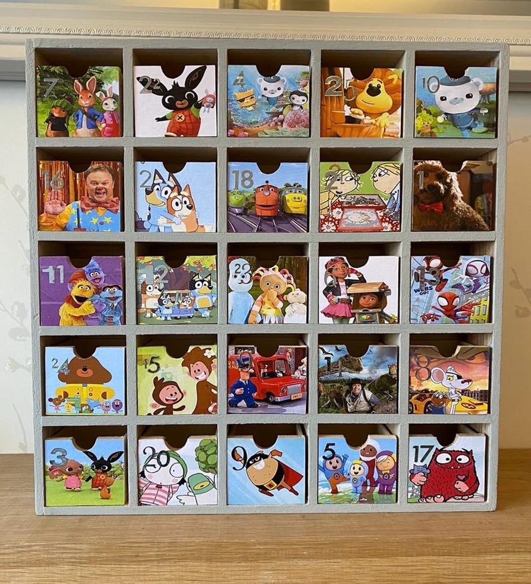 Fantastic Customised Cbeebies Theme Wooden Christmas Advent Calendar