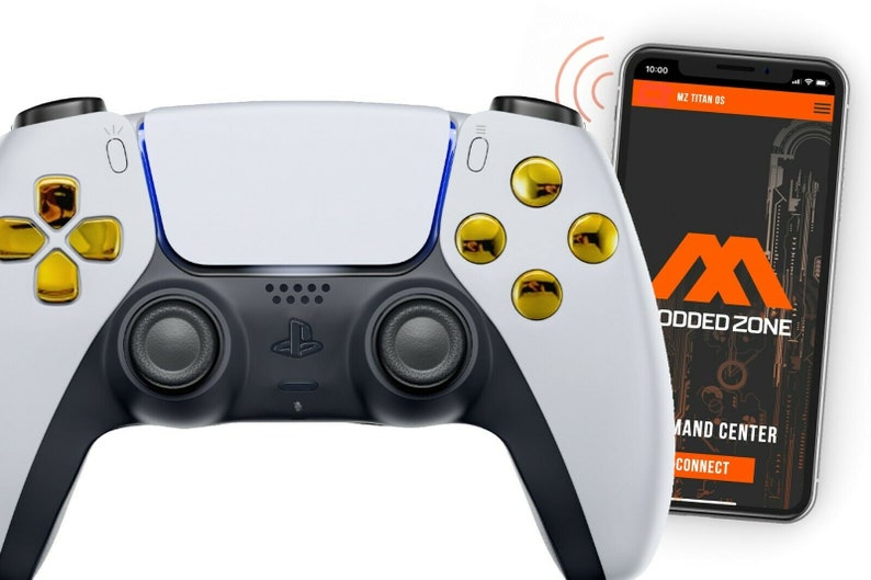 FPS mods COD Warzone WhiteGold PS5 SMART Custom Rapid Fire Modded Controller