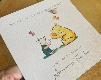 Personalised Winnie the Pooh Thank You Card - Teacher Gift - Etsy